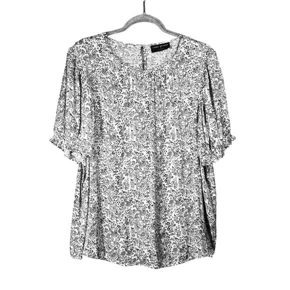 Lane Bryant Blouse Top Puff Sleeve Crew Neck Size 18 Floral Polyester #402033 - Picture 1 of 9